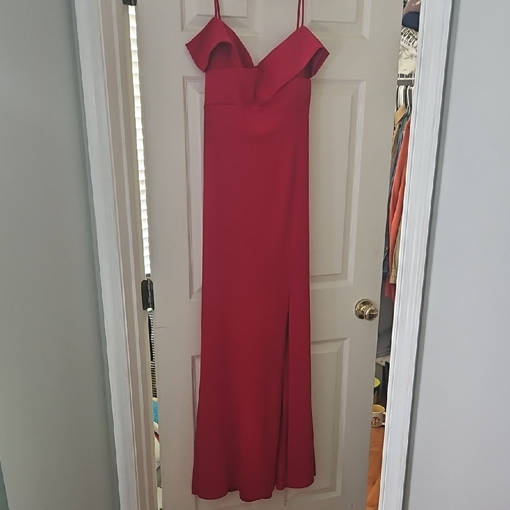 Night Way Collections Red Off-Shoulder Gown